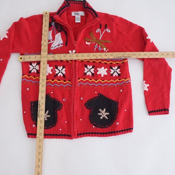 Vintage Kakit Winter Ski Snowflake Festive Cardigan Holiday Retro 90s Sweater S - Picture 3 of 10